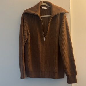 Cos Men's Brown Half-Zip Sweater sz L